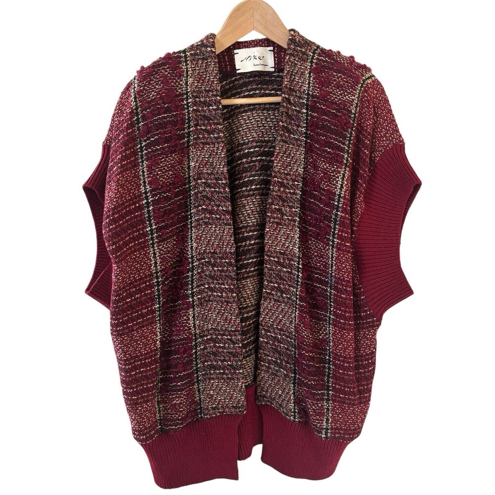 NWT Lagenlook Handwoven Women Wool Open Sweater Bohemian Sleeveless Beach Luxury